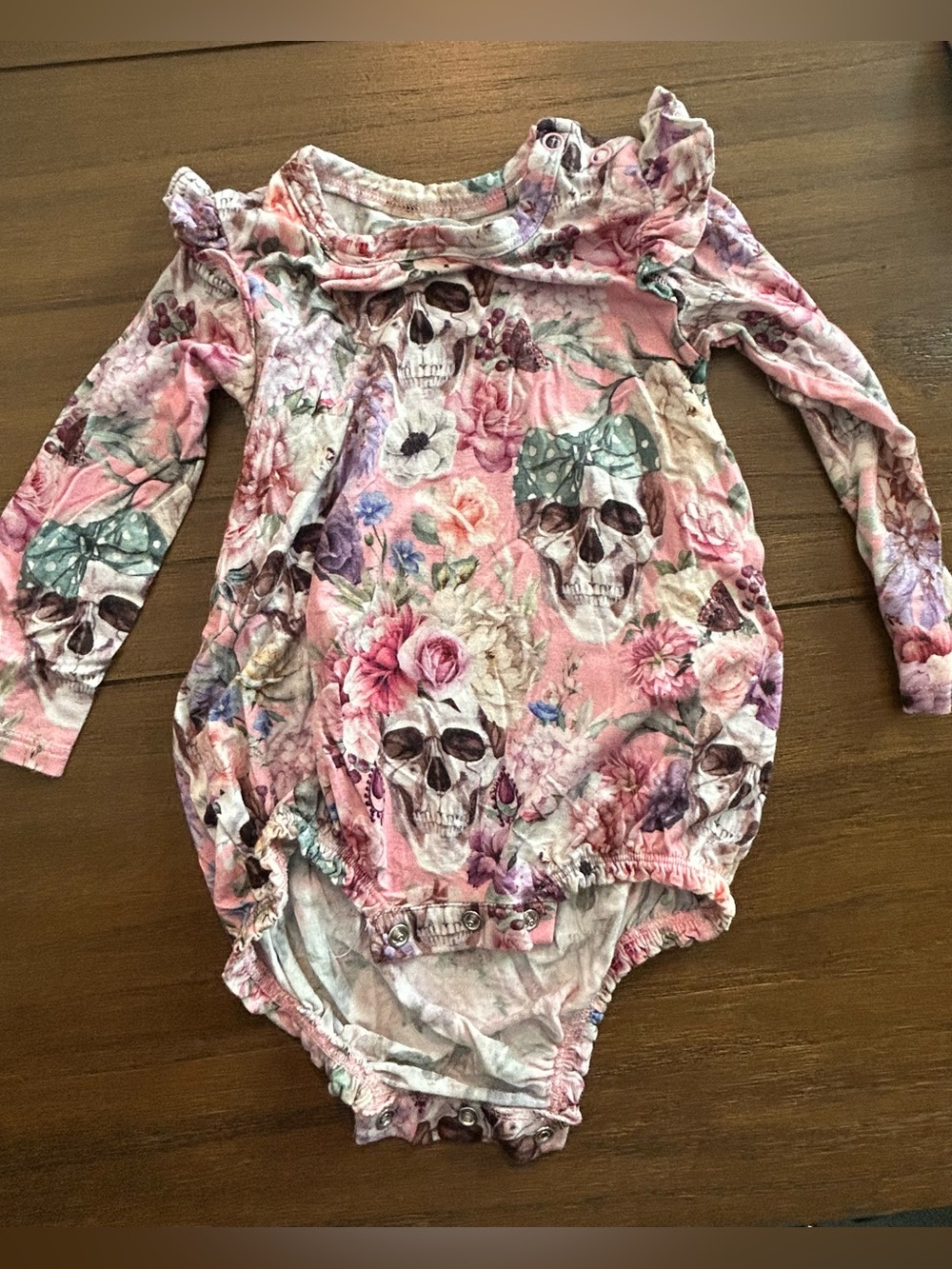 Posh Peanut Floral Skull Long-Sleeve One-Piece